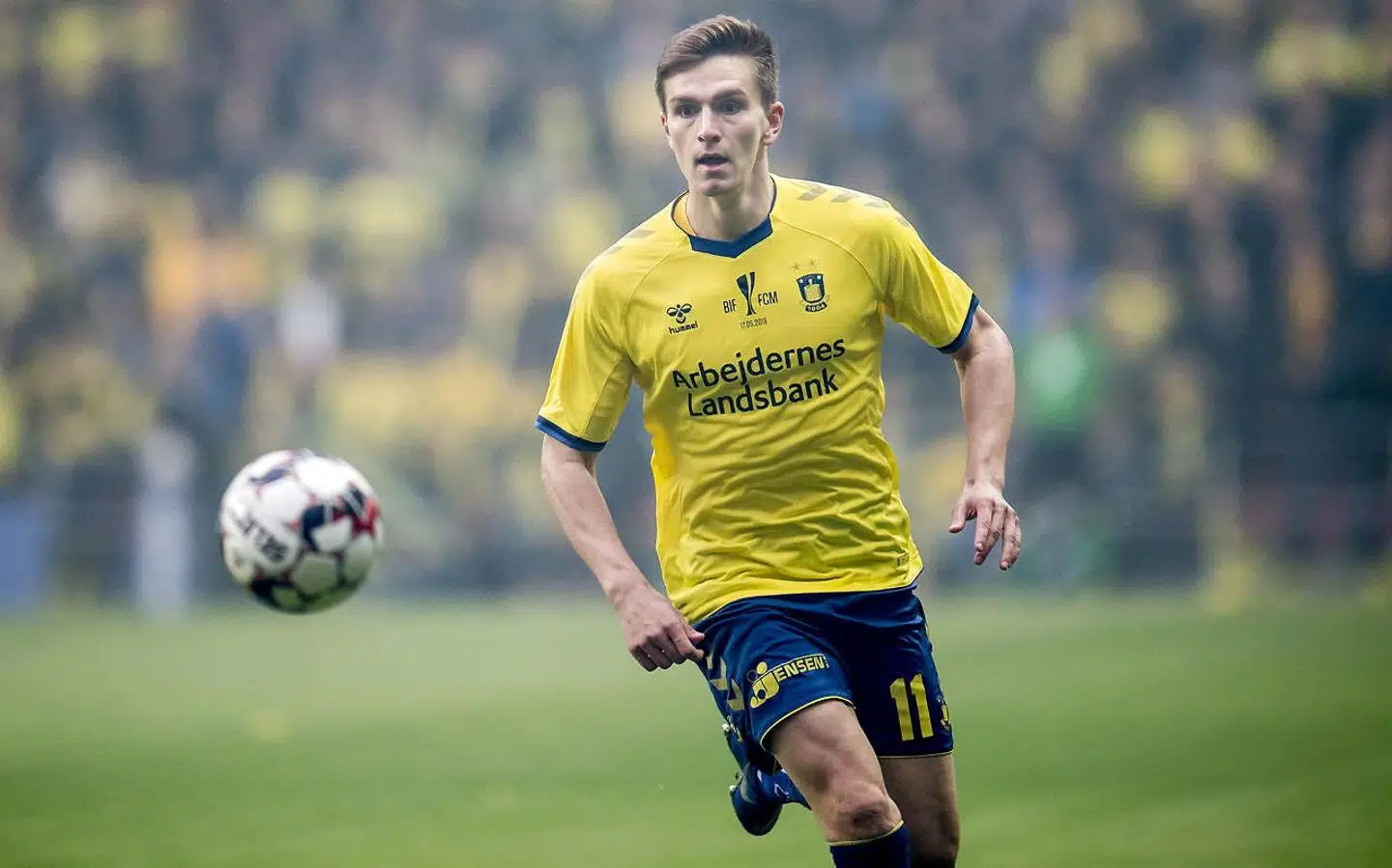 Mikael Uhre, her i aktion mod FC Midtjylland i pokalfinalen sidste år, er en af de angribere, der fortsat har svært ved at slå igennem i Brøndbys angreb.