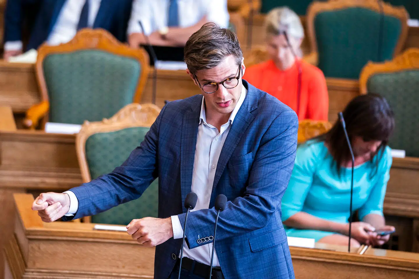 Alex Vanopslagh (LA). Møde i folketingssalen og spørgetime med statsminister Mette Frederiksen tirsdag den 16. juni 2020. (Foto: Martin Sylvest/Ritzau Scanpix 2020)