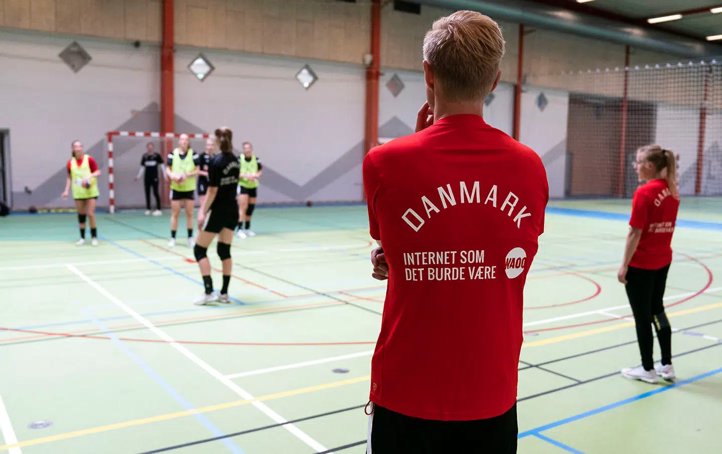 Jesper Jensen ses her under en træning med landsholdet.