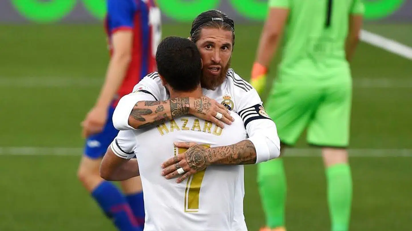 Sergio Ramos og Eden Hazard.