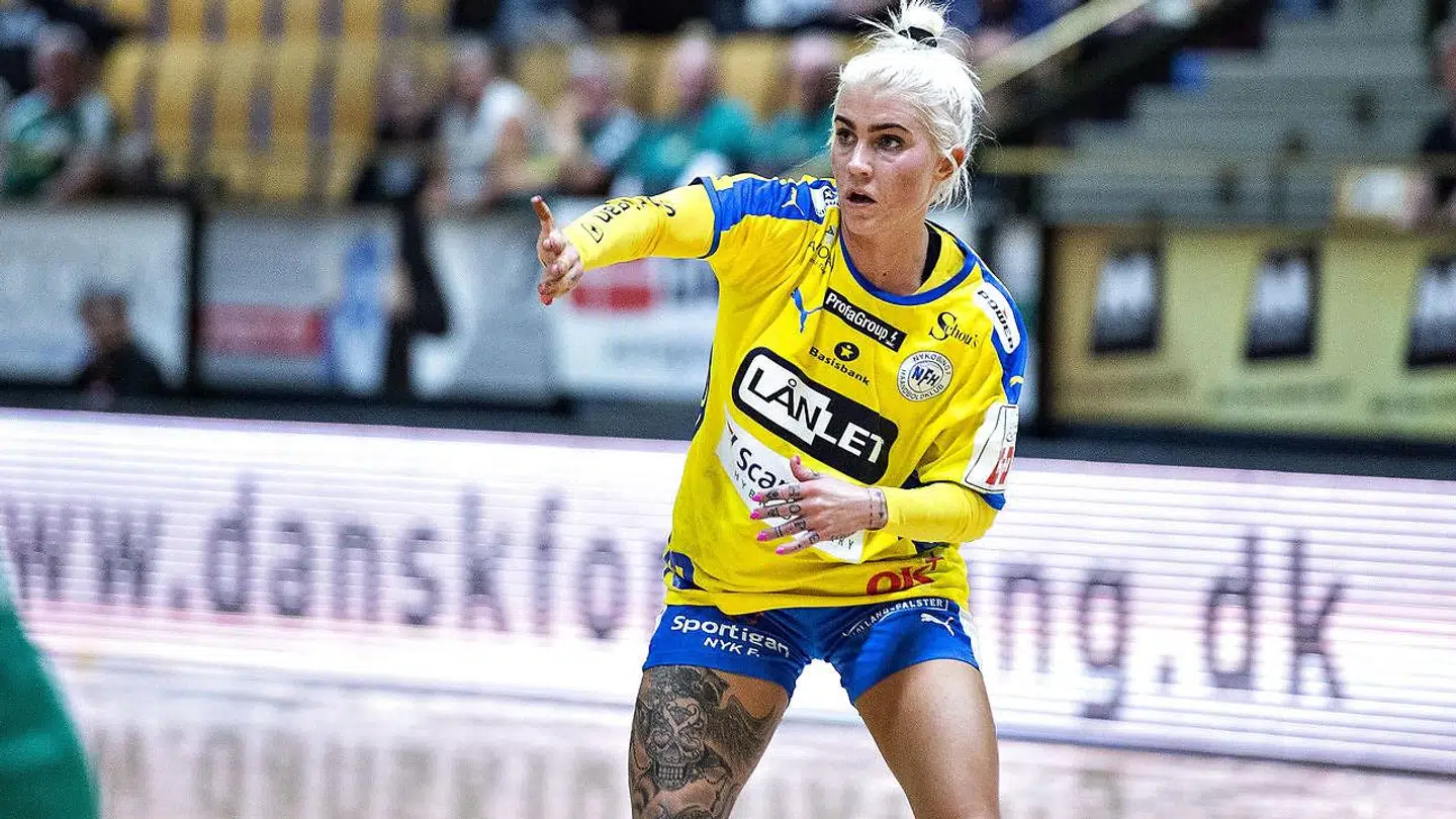 Kristina Kristiansen i aktion for Nykøbing Falster.