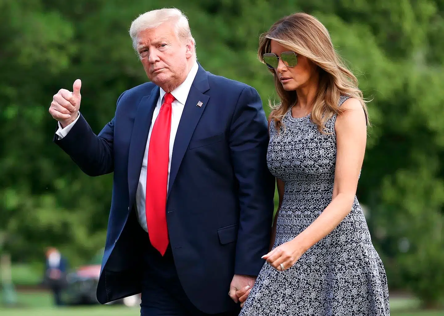 Donald Trump og hans førstedame Melania Trump vender tilbage til Det HVide Hus i Washington D.C.