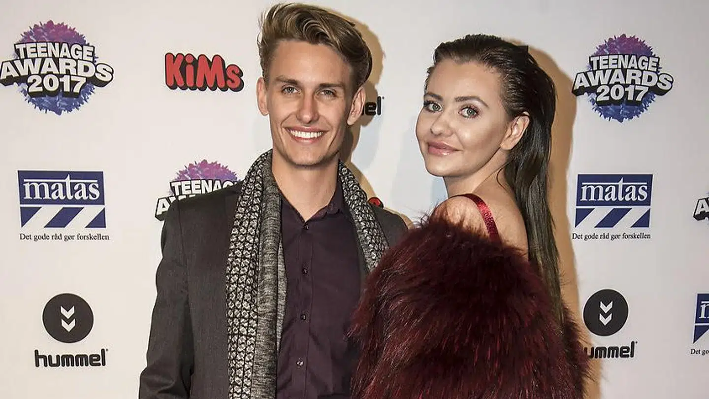 Boris Laursen på den røde løber med søsteren, Fie Laursen.
