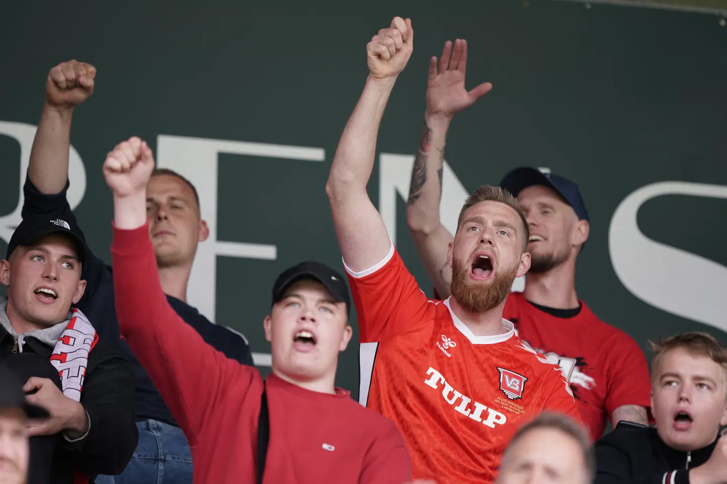 Vejle-fans sang og heppede under opgøret mod Skive, men hjemmeholdets spillere belønnede ikke publikums flid med point. Claus Fisker/Ritzau Scanpix