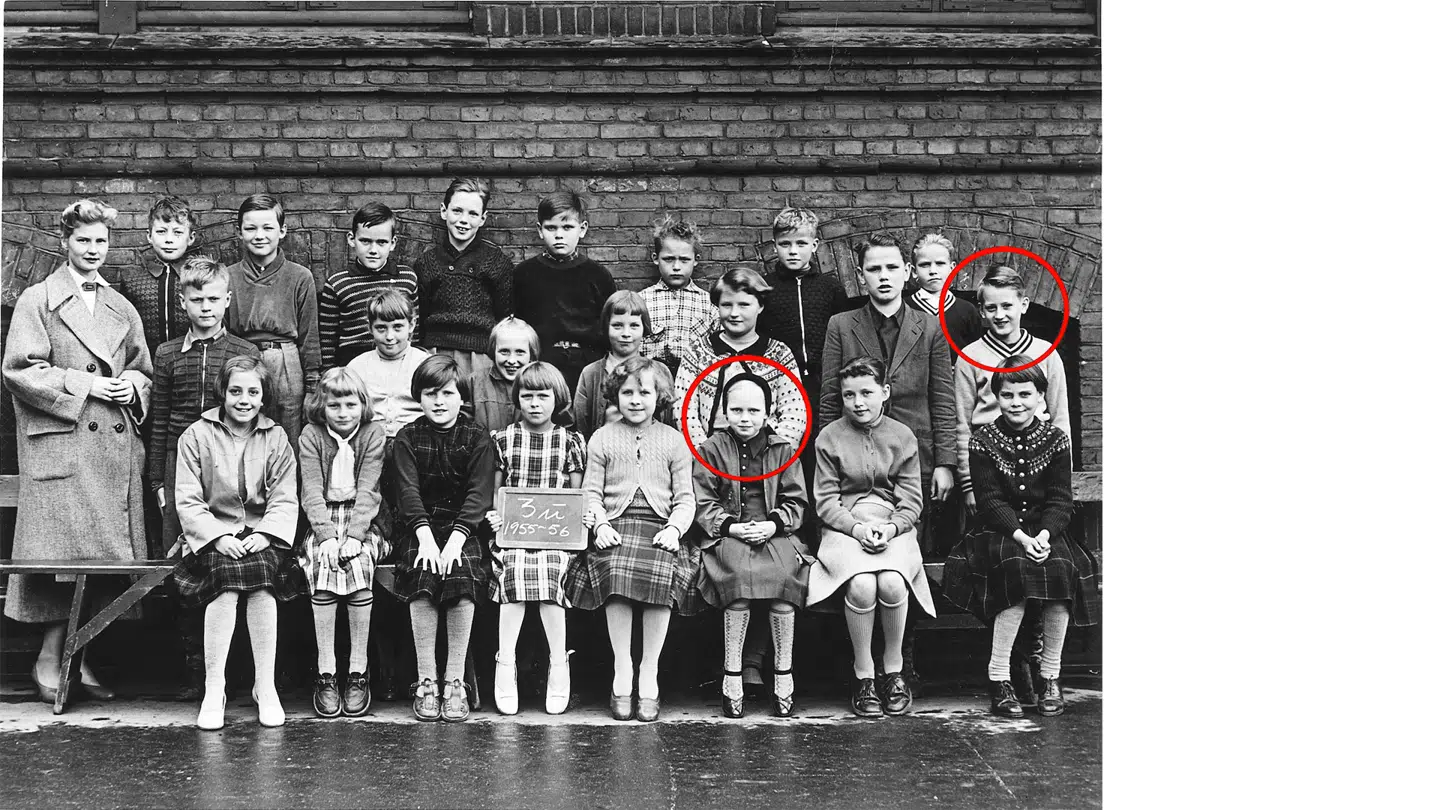 Klassebillede fra 1955, hvor Keld og Hilda gik i 3. klasse og Keld i et år havde været forelsket i Hilda.