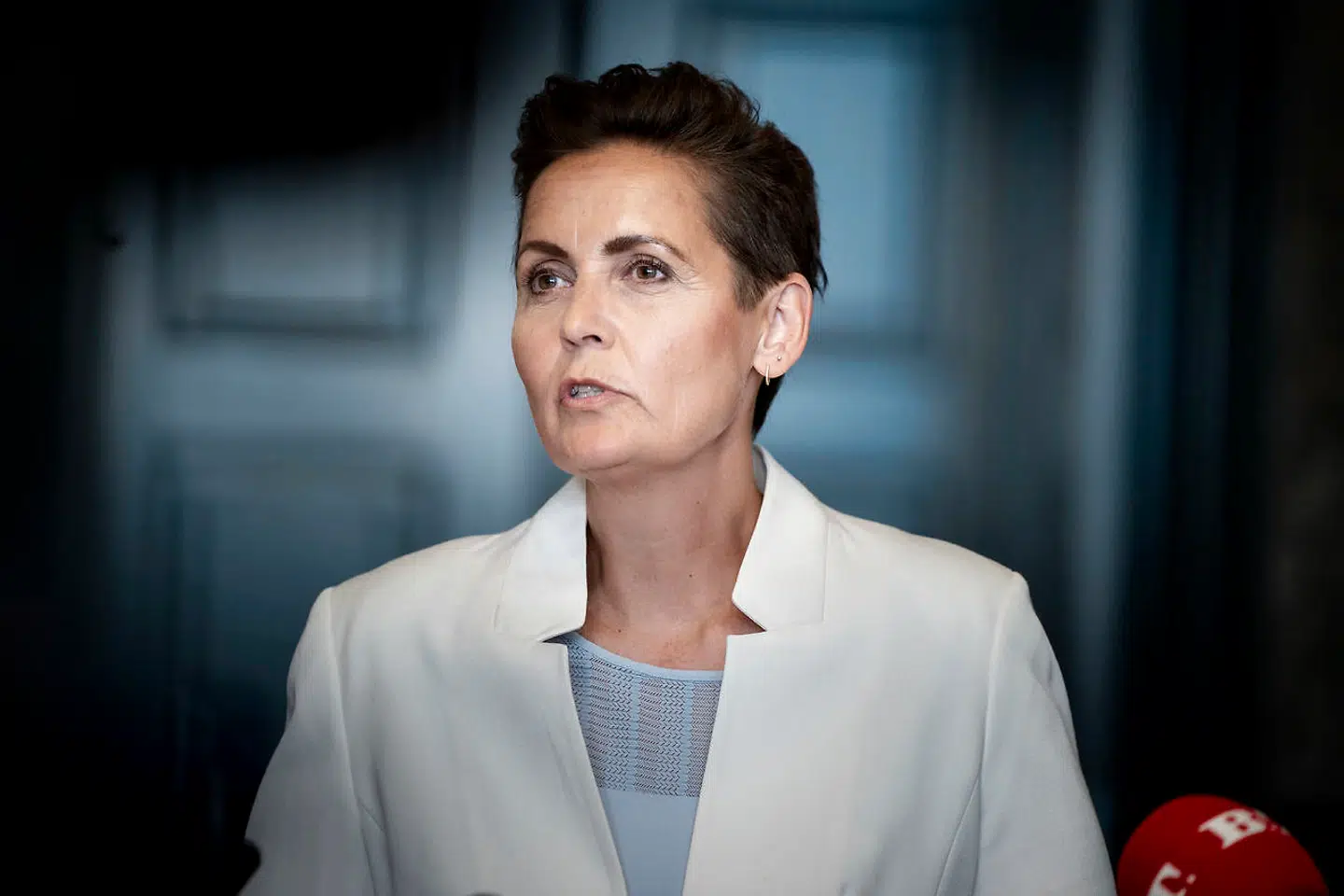 Partilederne med bl.a SF's Pia Olsen Dyhr mødes med statsminister Mette Frederiksen (S) om yderligere genåbning i fase 2 på Christiansborg, onsdag den 20. maj 2020. Årsagen til forhandlingerne er, at de danske tal for smittede med coronavirus er lavere end ventet. (Foto: Liselotte Sabroe/Ritzau Scanpix)