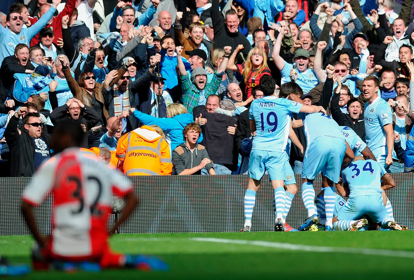 Sådan så jublen ud i sekunderne efter Sergio Agüeros mål.
