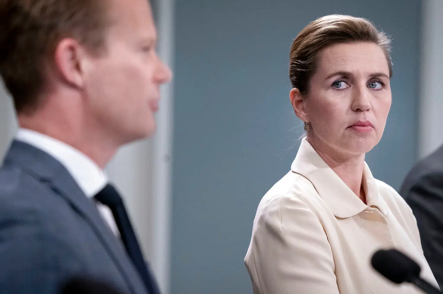 Statsminister Mette Frederiksen, Sundheds- og ældreminister Magnus Heunicke, Udenrigsminister Jeppe Kofod og Justitsminister Nick Hækkerup holder pressemøde i Statsministeriet fredag den 29. maj 2020. (Foto: Liselotte Sabroe/Ritzau Scanpix)