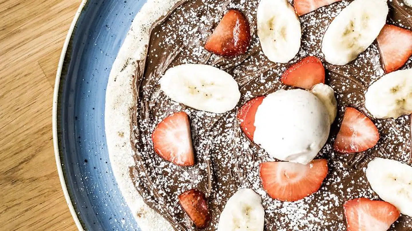Hos Classic Pizza var der også dessertpizzaer på menuen