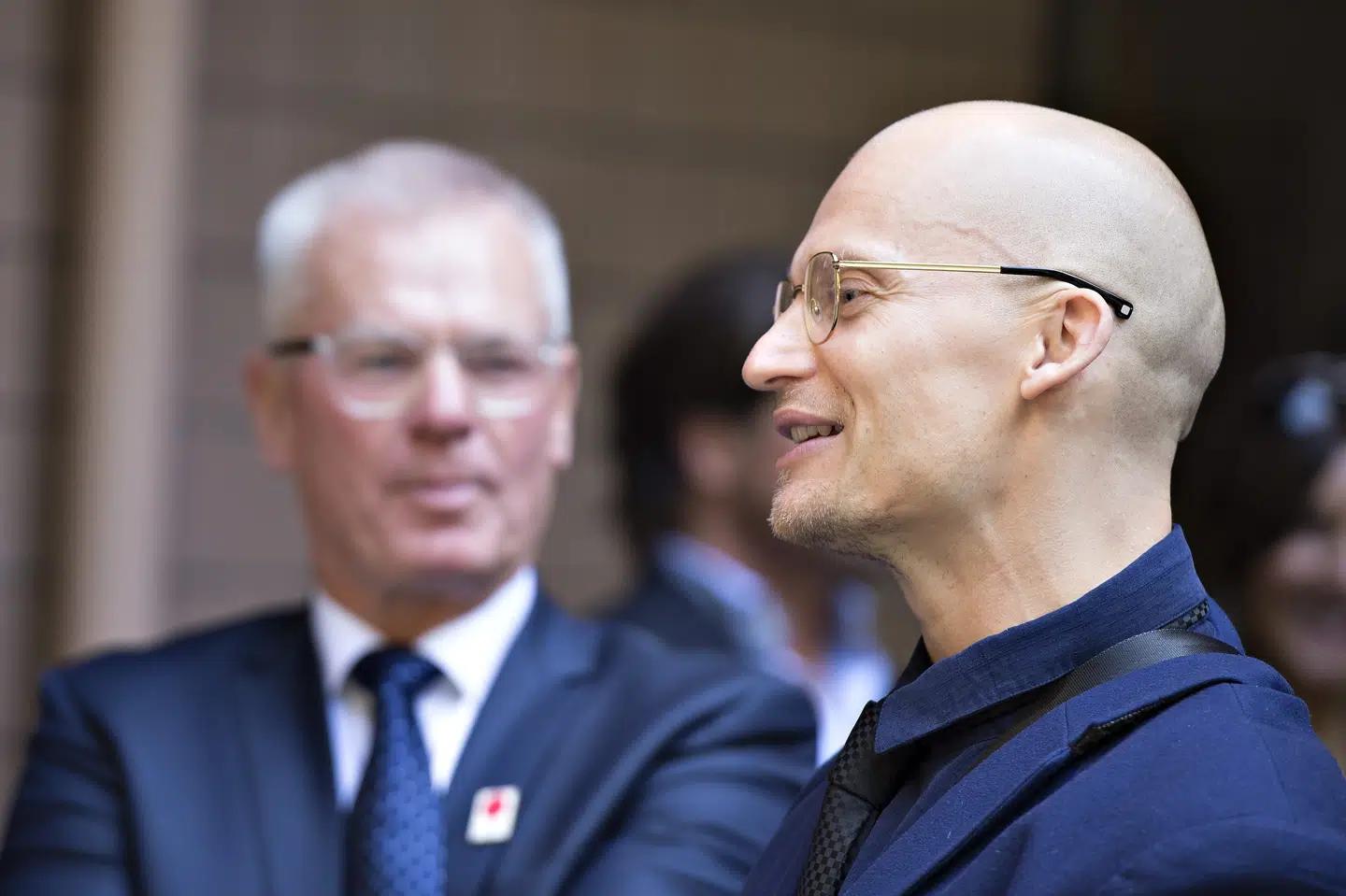 Thor Stadil (i baggrunden) stopper som bestyrelsesformand i Thornicos shippingforretning. På billedet ses også sønnen Christian Stadil (i forgrunden). (Arkivfoto) Henning Bagger/Ritzau Scanpix