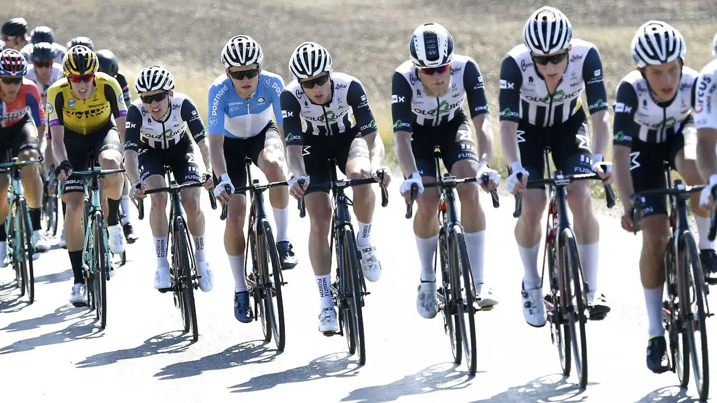 PostNord Danmark Rundt 2019, 4. etape: Korsør-Asnæs Indelukke. Niklas Larsen fra Coloquick i den blå føretrøje.