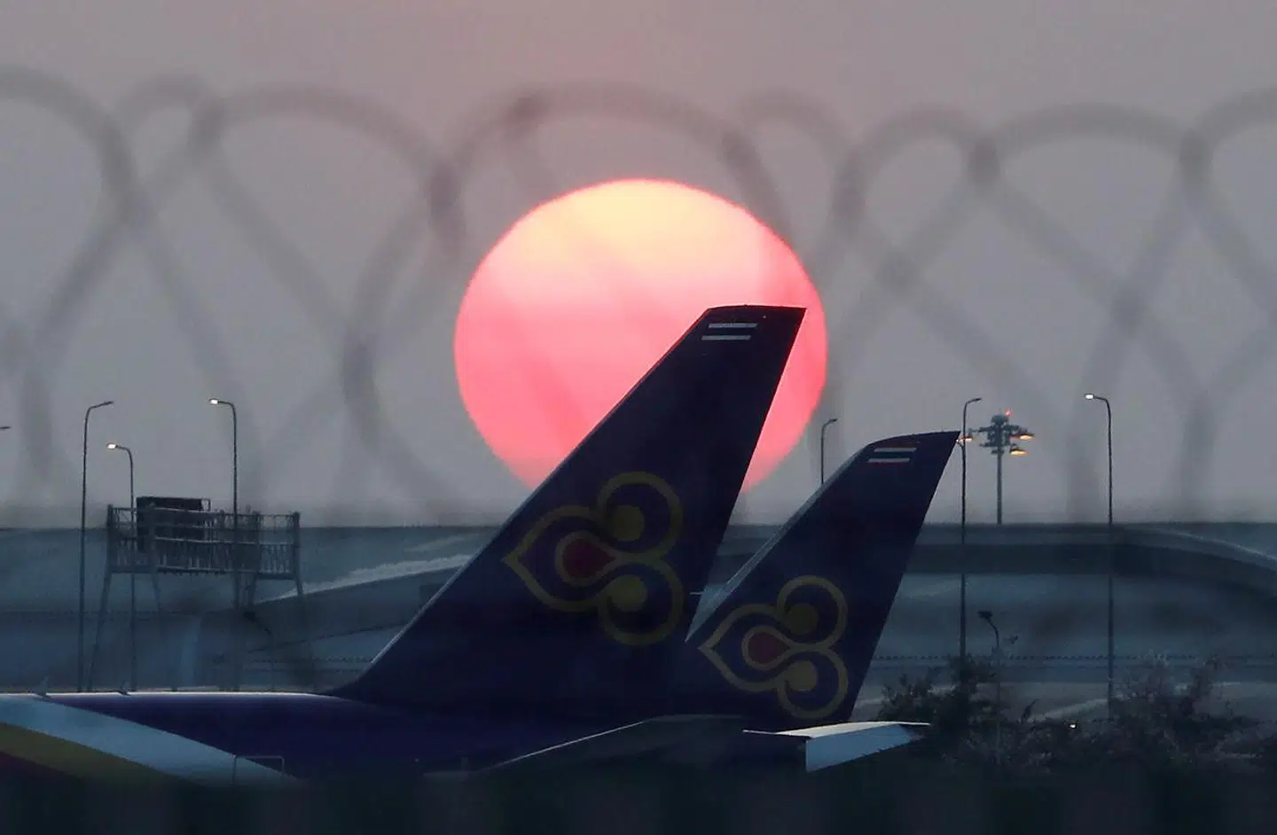 Thai Airways fly grounded i Suvarnabhumi Airport i Bangkok.