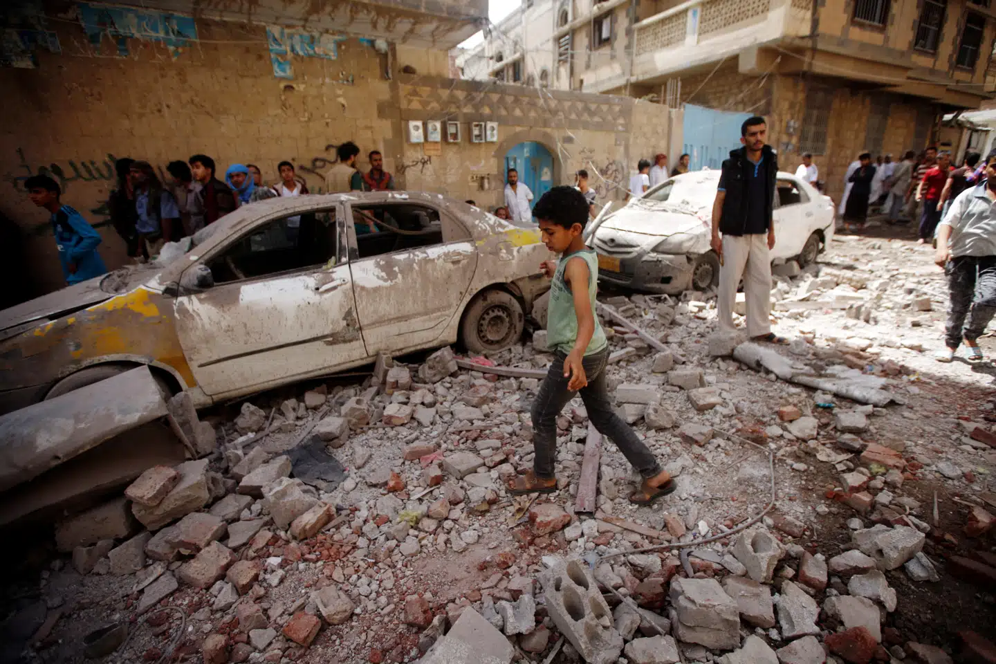 Krigen i Yemen er ifølge FN verdens værste humanitære krise. Over 200.000 er døde, og 80 procent af befolkningen har brug for nødhjælp. Nu kan TV2 i et journalistisk samarbejde afsløre, at danske Terma har bidraget til De Forenede Arabiske Emiraters krigsindsats i Yemen (Arkivfoto). Mohamed Al-Sayaghi/Reuters/Reuters