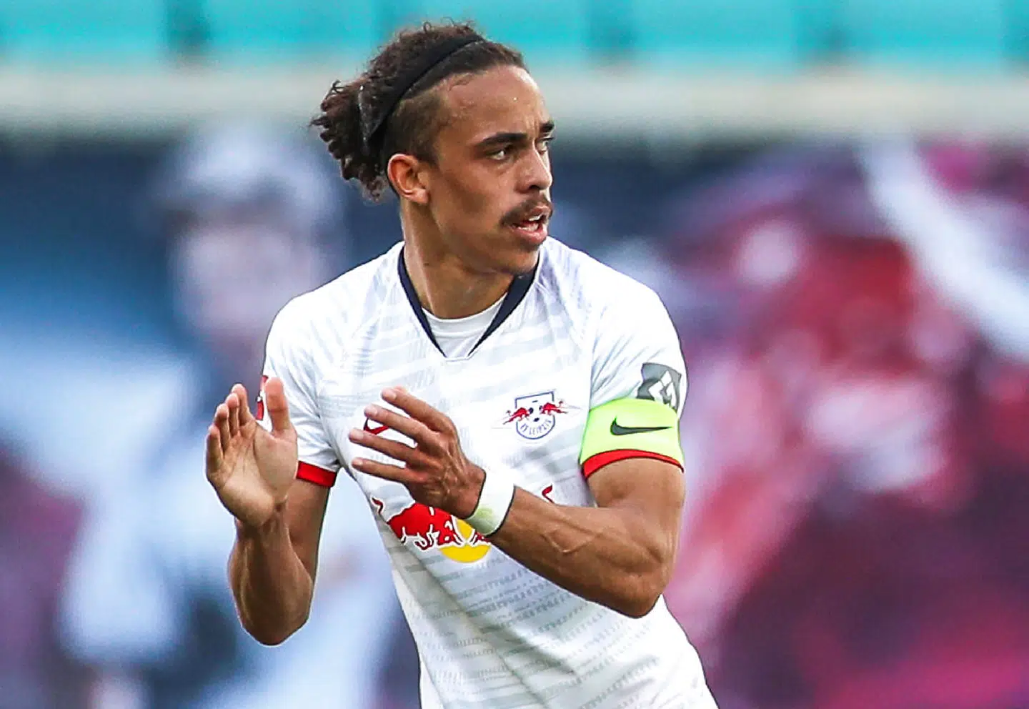 Soccer Football - Bundesliga - RB Leipzig v SC Freiburg - Red Bull Arena, Leipzig, Germany - May 16, 2020 RB Leipzig's Yussuf Poulsen reacts, as play resumes behind closed doors following the outbreak of the coronavirus disease (COVID-19) Jan Woitas/Pool via REUTERS DFL regulations prohibit any use of photographs as image sequences and/or quasi-video