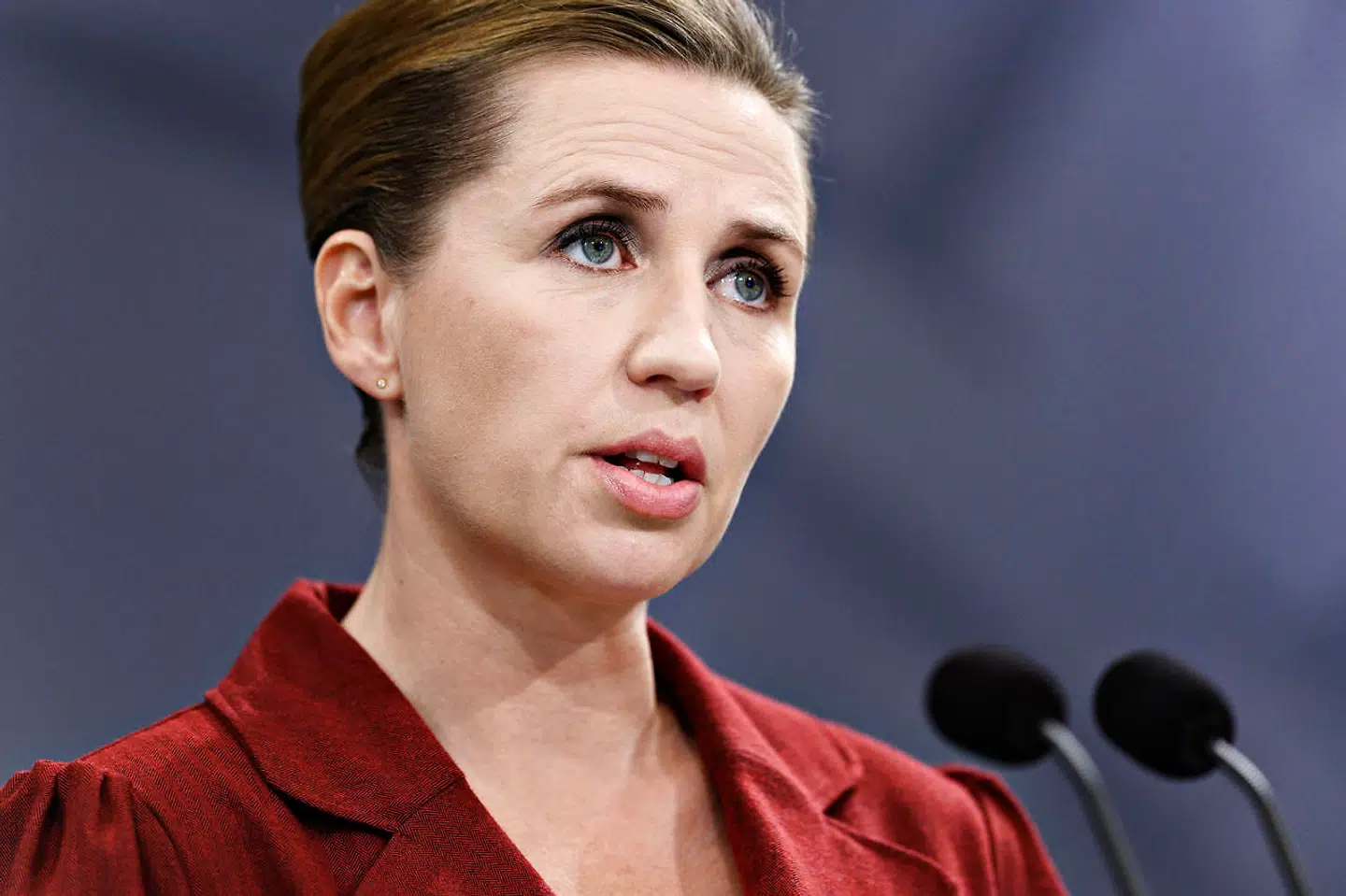 Statsminister Mette Frederiksen (S) under pressemøde i Spejlsalen i Statsministeriet om COVID-19 tirsdag den 12. maj 2020.
