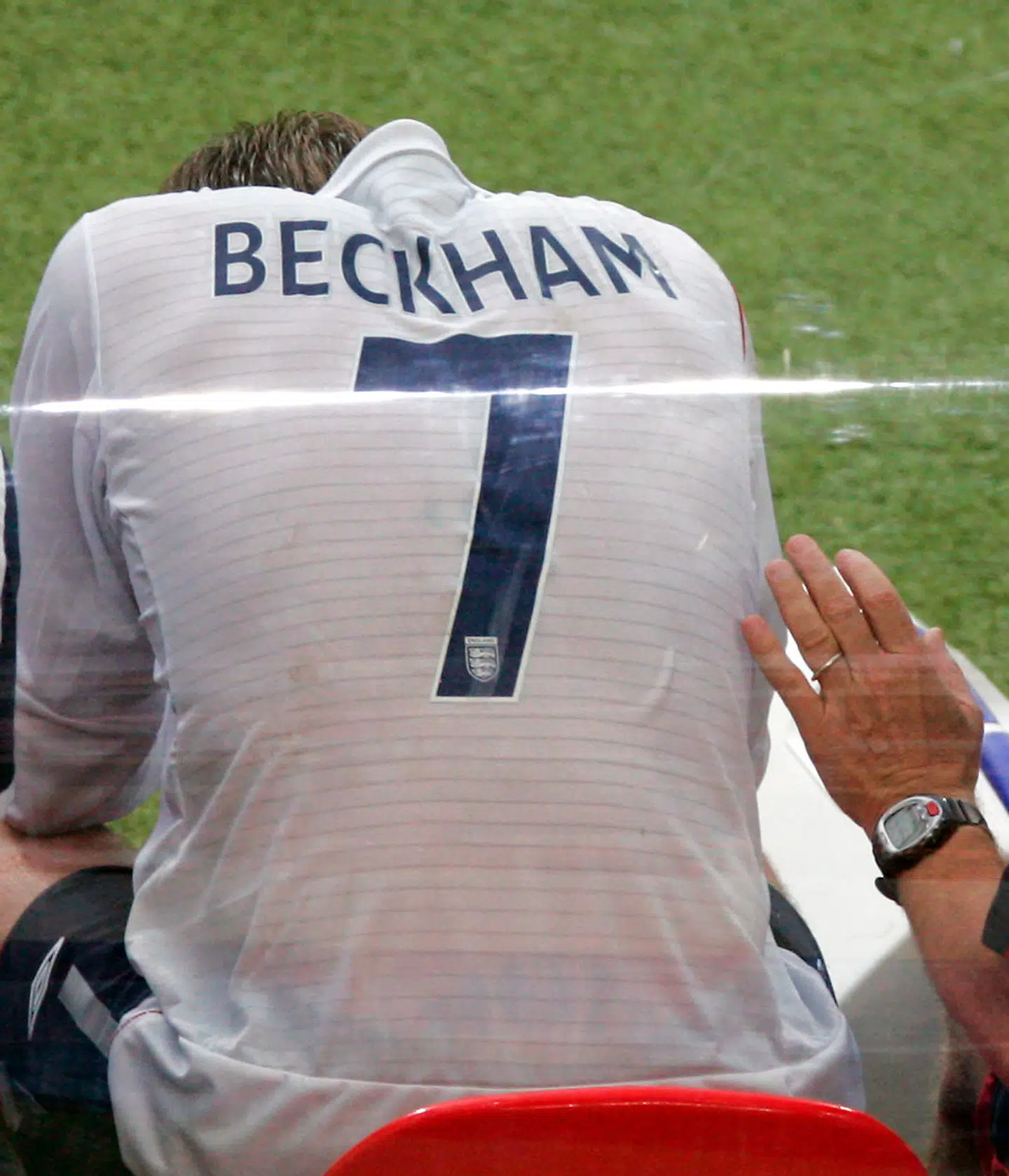 David Beckham efter sin udskiftning.