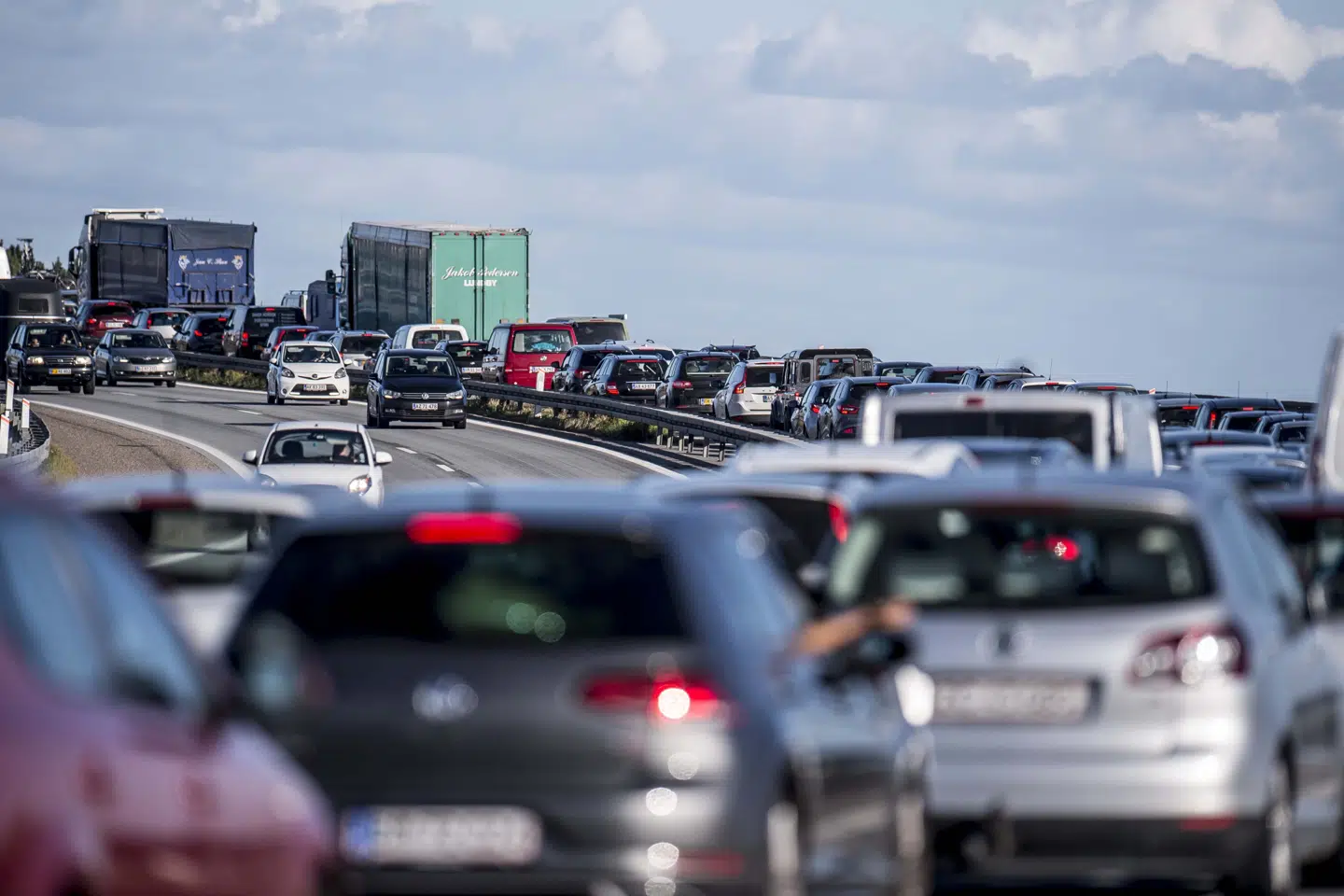 Det resulterede i lange køer på tværs af landet - her på Storebæltsbroen - da politiet iværksatte en omfattende aktion 28. september 2018. (Arkivfoto) Mads Claus Rasmussen/Ritzau Scanpix