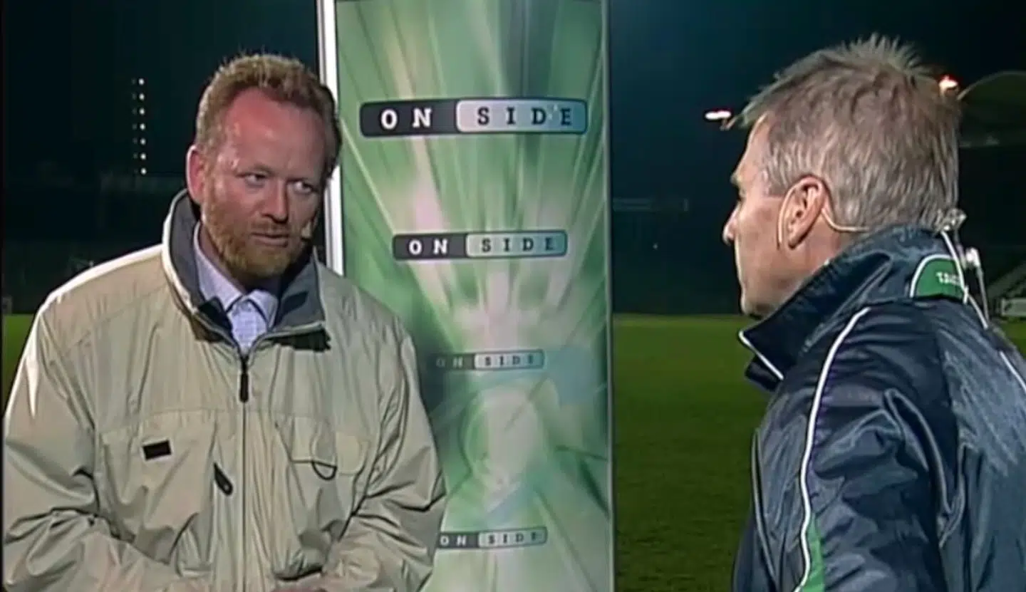Jens Jørgen Brinchs interview med Ove Christensen er et af de mest famøse fra Superligaen. Foto: NENT