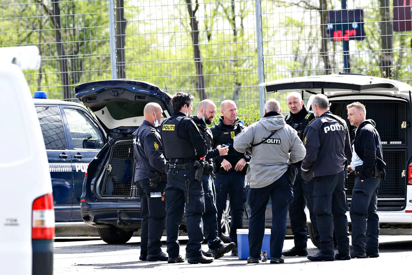 Politiet var talstærkt til stede ved Jägers Skaterpark fra lørdag morgen og henad eftermiddagen. (Foto: Philip Davali/Ritzau Scanpix)