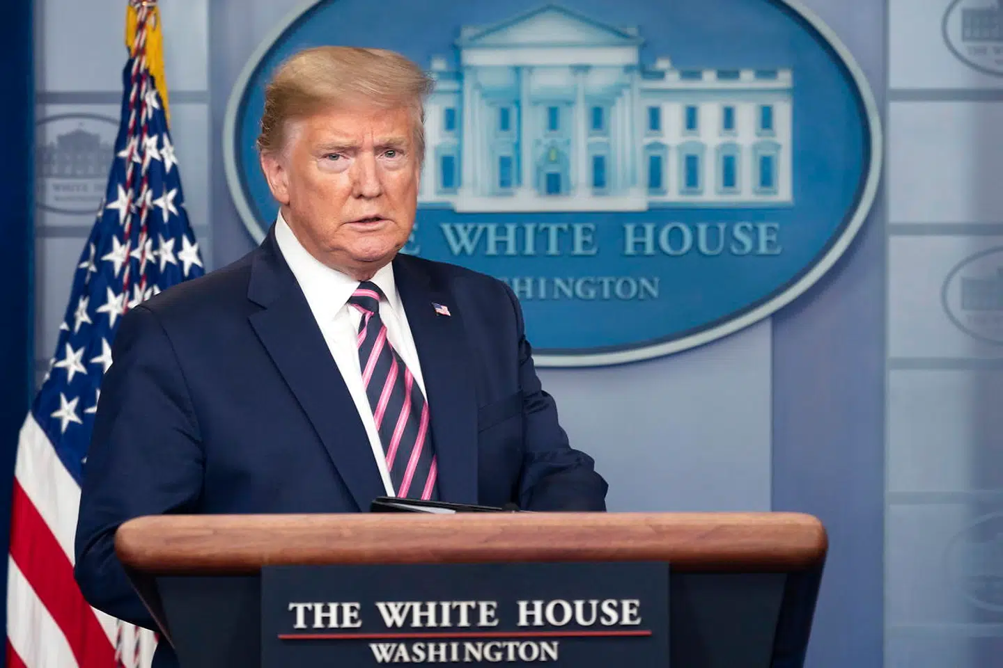 Donald Trump på fredagens pressemøde.