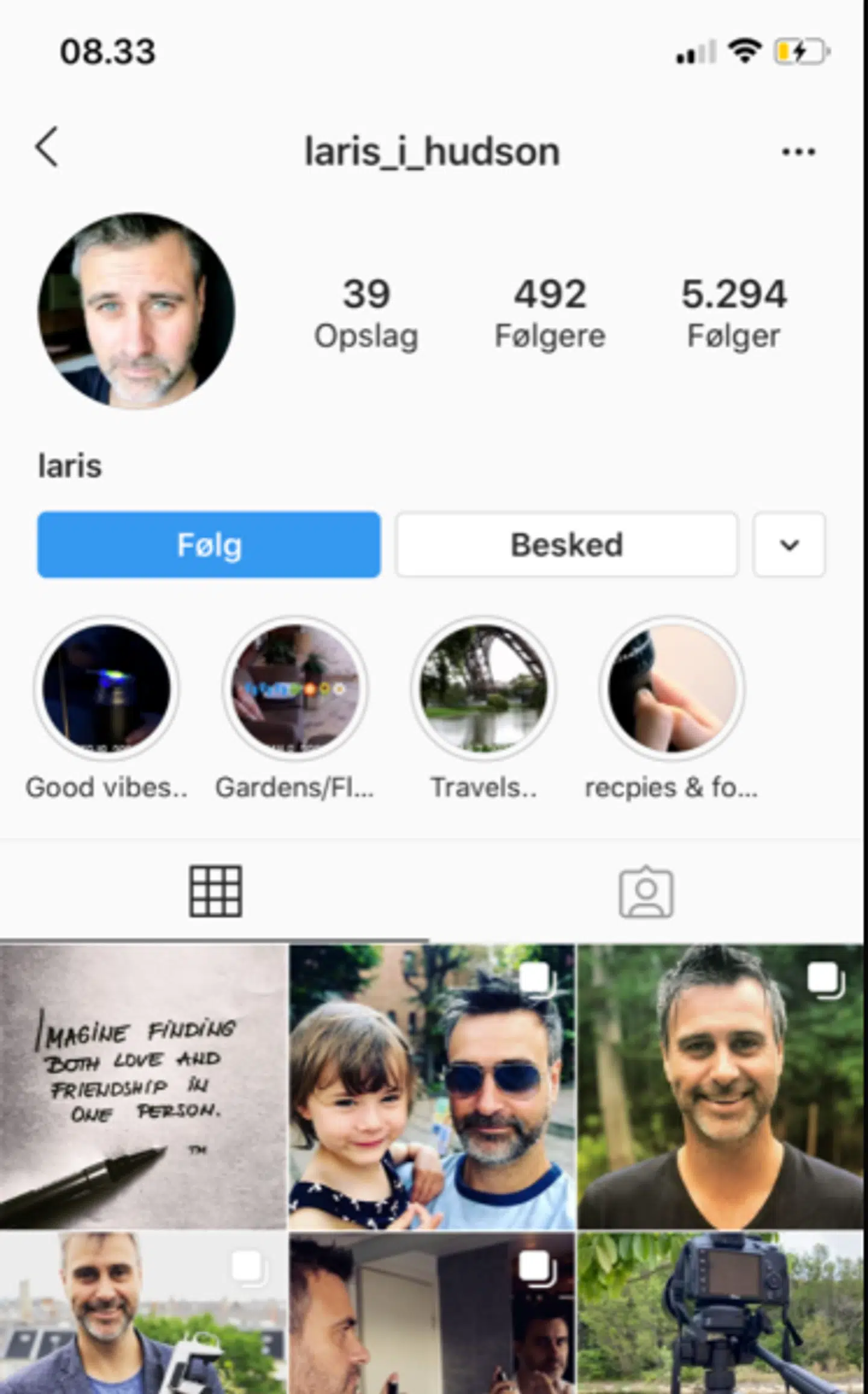 Her ses en falsk Instagramprofil med billeder af Niklas Roar.