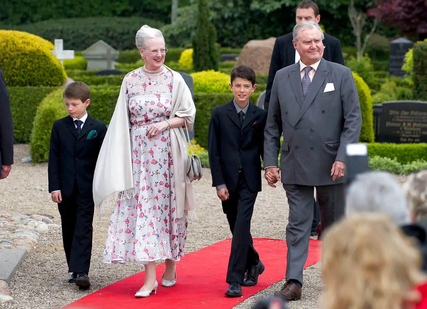 Ved prinsesse Athenas barndåb i Møgeltønder Kirke i 2012 bar dronning Margrethe også en kjole fra Freifeldt.