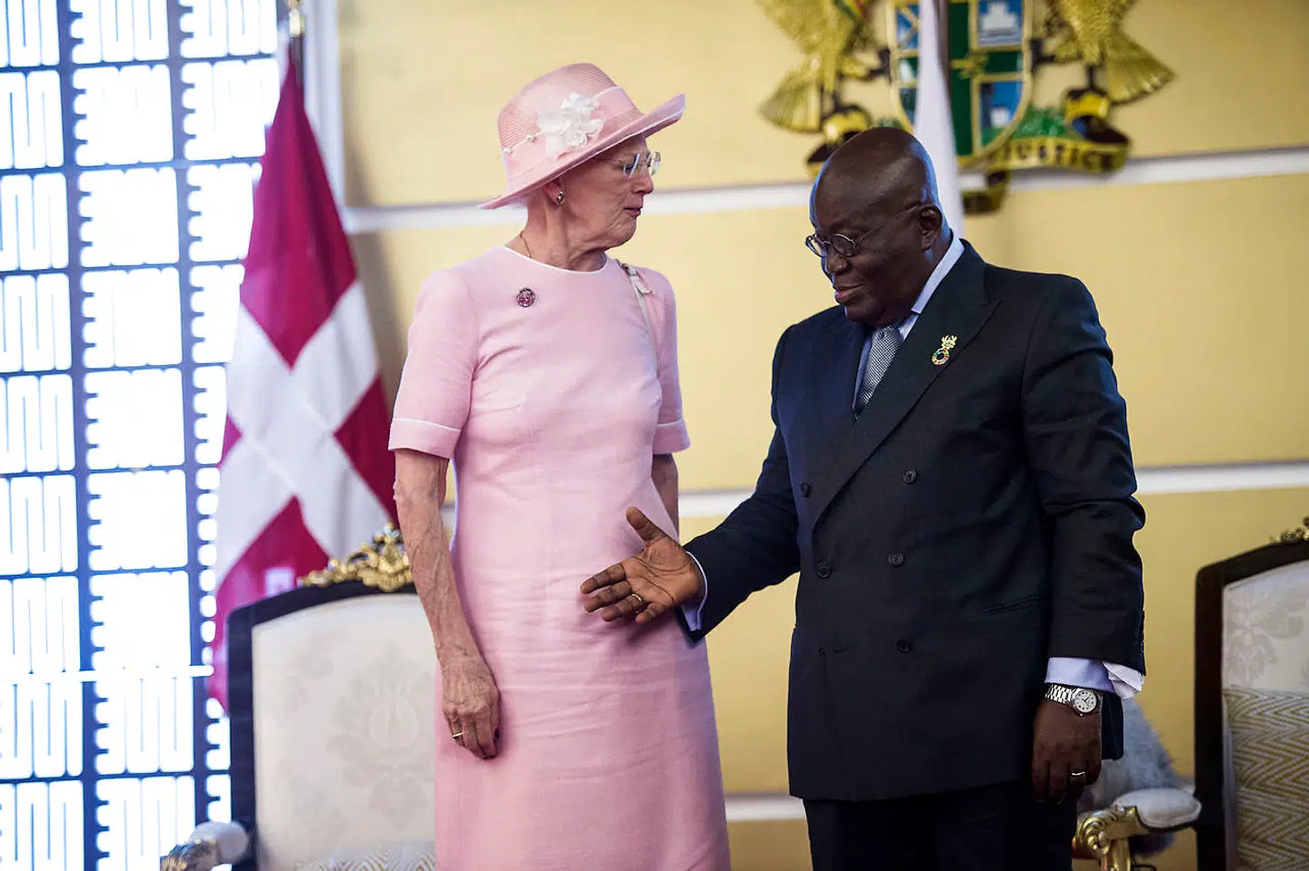 Den officielle velkomst af dronning Margrethe i Ghana onsdag den 22. november 2017. Dronning Margrethe møder Ghanas vicepræsident, H.E. Akufo-Addo.