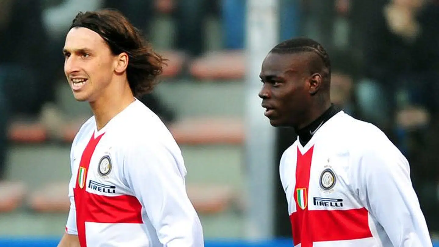 Zlatan Ibrahimovic (tv.) og Mario Balotelli sammen i Inter-trøjen.