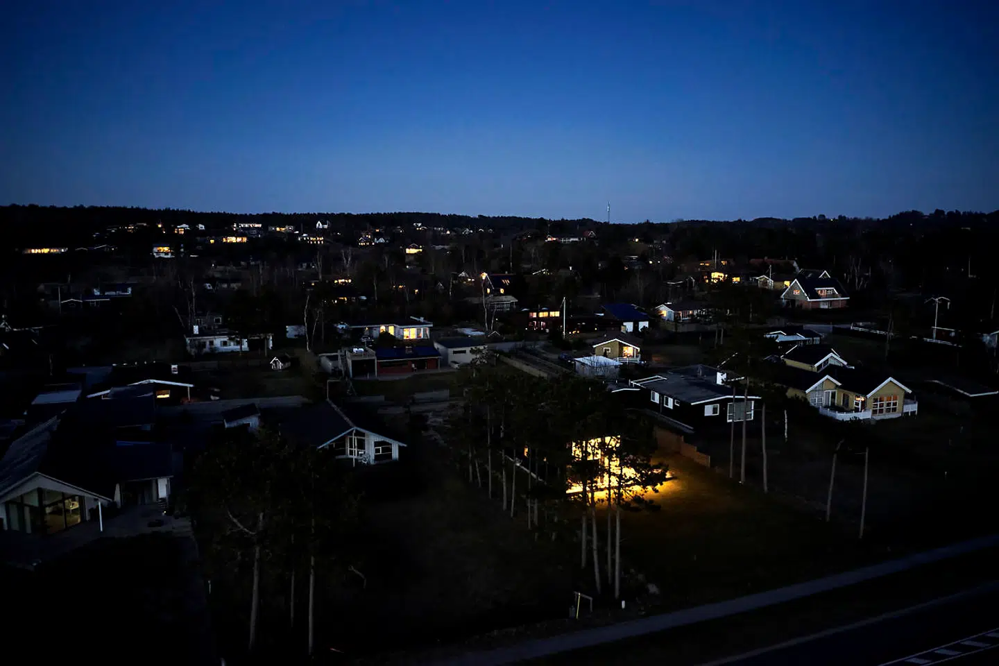 Sommerhusområde ved Vibæk Strand nord for Ebeltoft fotograferet med drone, søndag den 5. april 2020. Ritzau Scanpix.