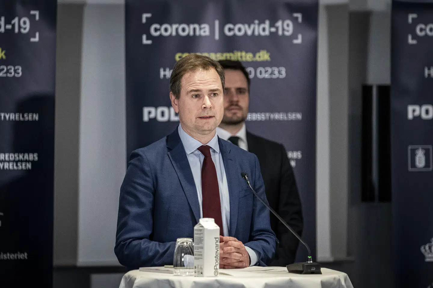 Finansminister Nicolai Wammen taler til pressemøde om en styrkelse af den midlertidige lønkompensationsordning under COVID-19-krisen, i Eigtveds Pakhus i København mandag den 30. marts 2020. Niels Christian Vilmann/Ritzau Scanpix