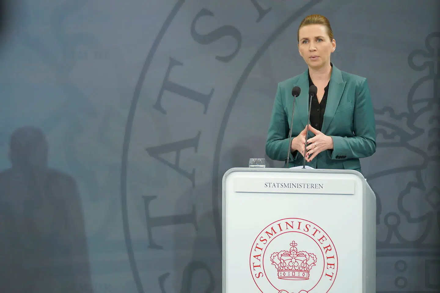 Statsminister Mette Frederiksen på mandagens pressemøde.