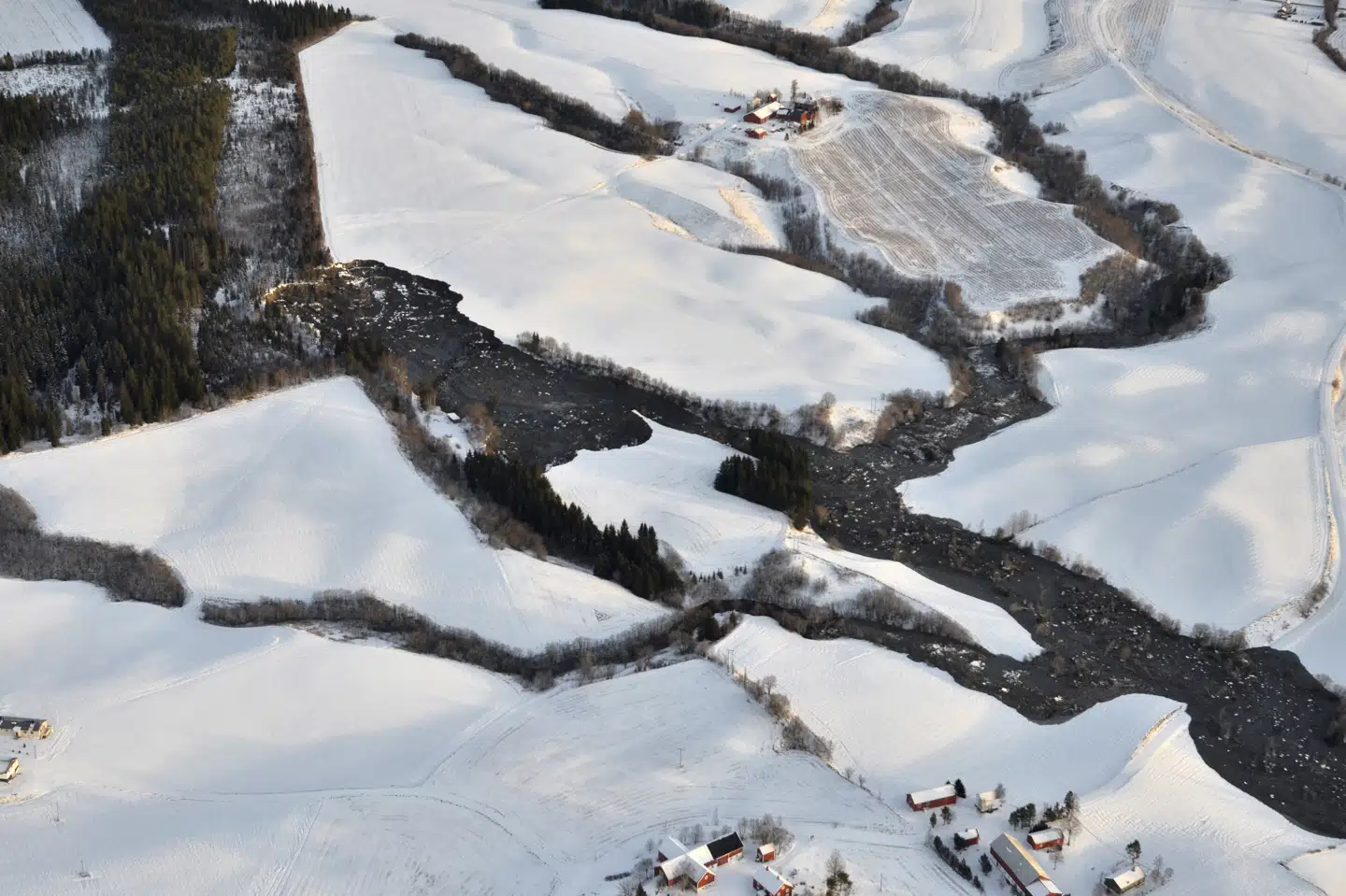 Et jordskred ramte sent fredag aften Sauda i det sydvestlige Norge. Billedet her er fra et andet jordskred i Norge i januar 2012. Her ramte et skred nær Trondheim. Scanpix Norway/Reuters