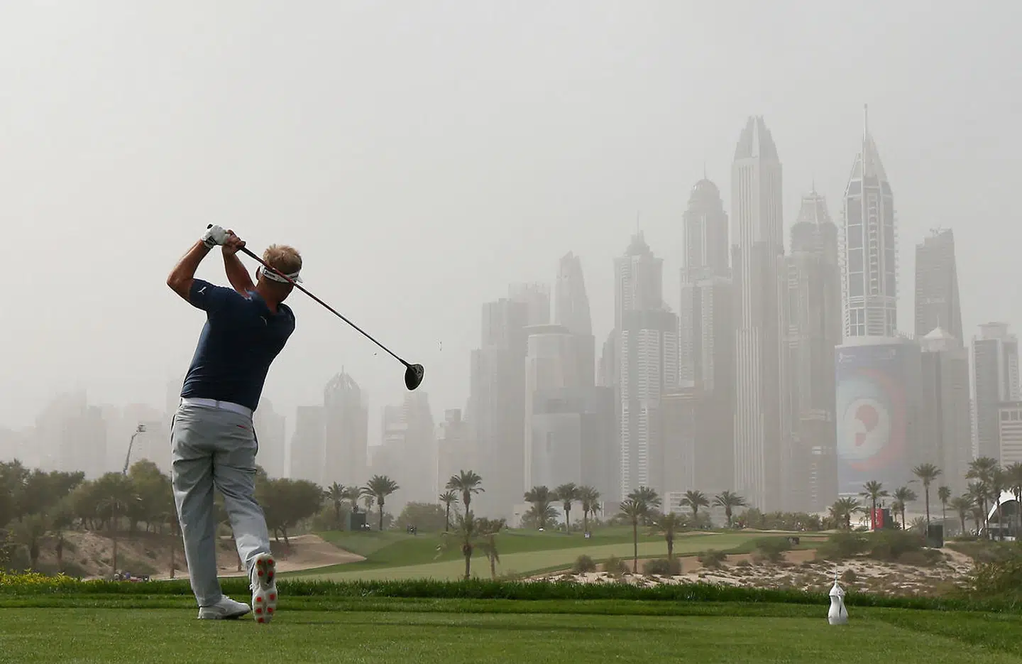 Søren Kjeldsen i aktion ved Dubai Desert Classic i januar i år.