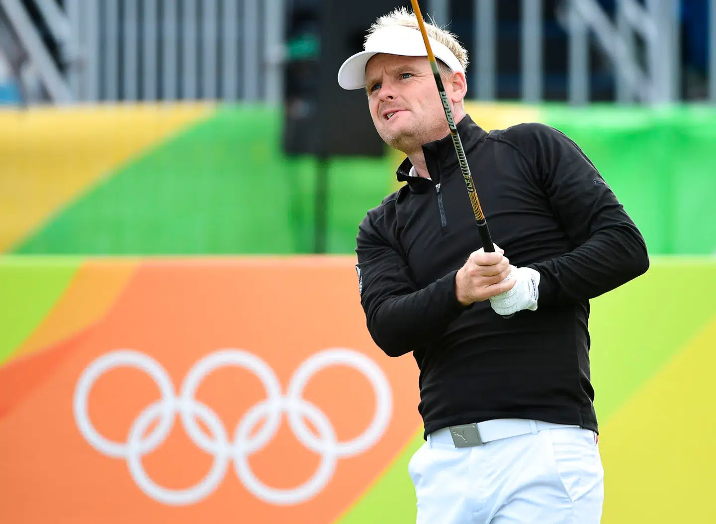 Golfspilleren Søren Kjeldsen i aktion ved OL 2016 i Rio de Janeiro.