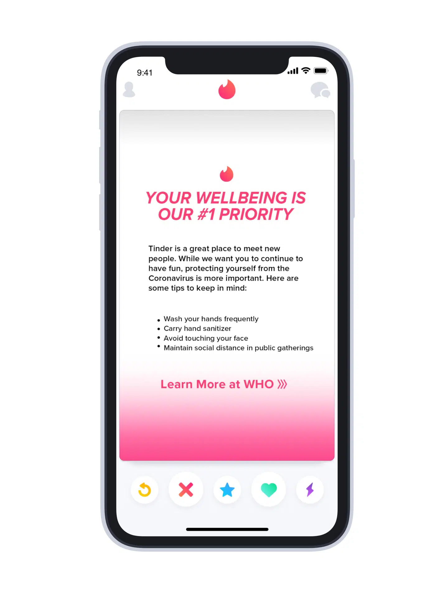 Tinders corona-advarsel