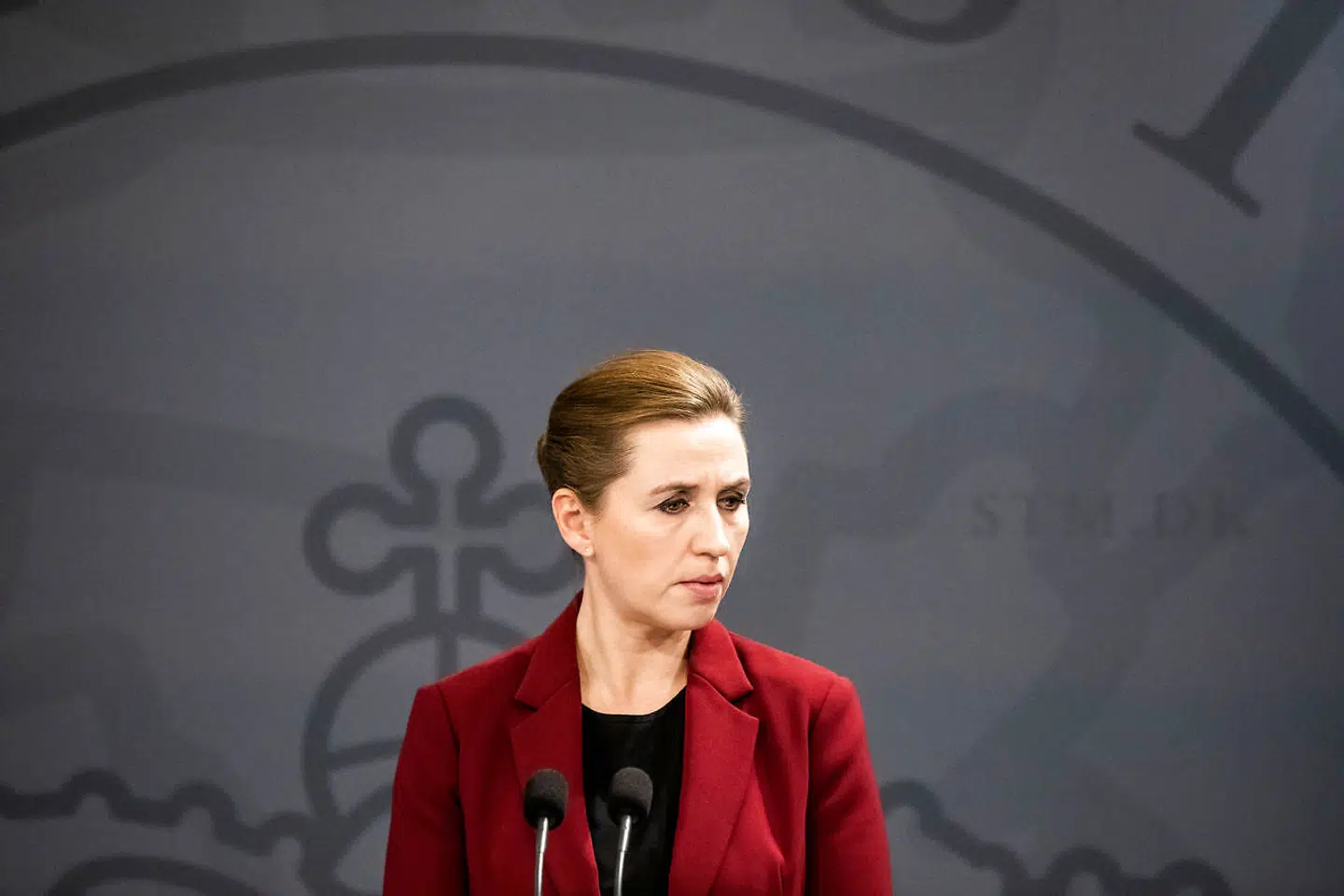 Pressemødet om ny trepartsaftale i Statsministeriet, søndag den 15. marts 2020. Statsminister Mette Frederiksen orienterer om ny trepartsaftale, der skal hjælpe lønmodtagerne i forbindelse med situationen omkring COVID-19. (Foto: Olafur Steinar Gestsson/Ritzau Scanpix)