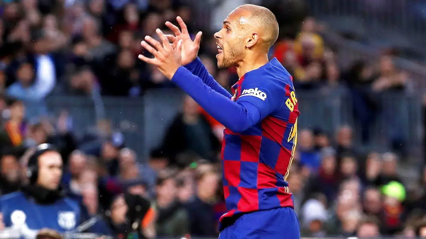 Martin Braithwaite i kamp for FC Barcelona.