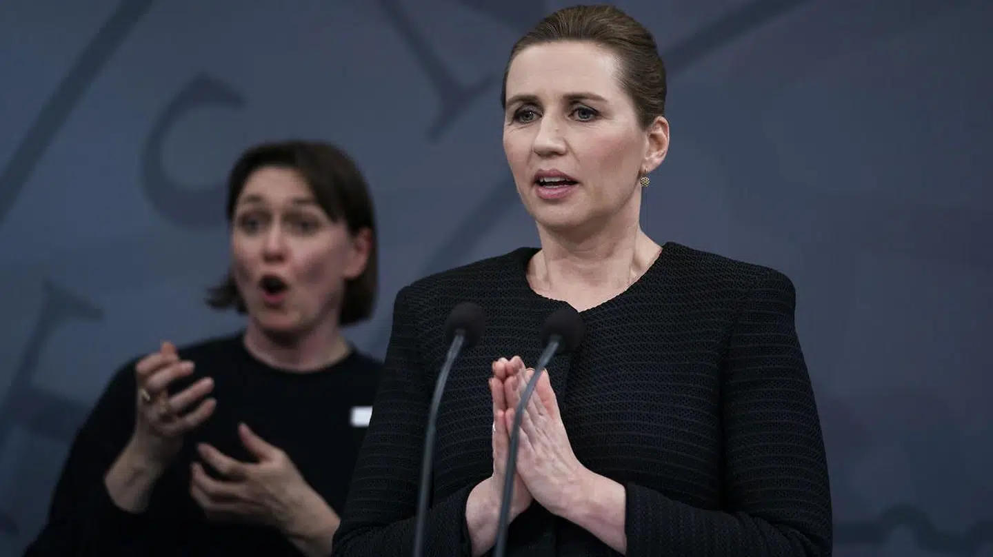 Statsminister Mette Frederiksen under onsdagens pressemøde i Statsministeriet.