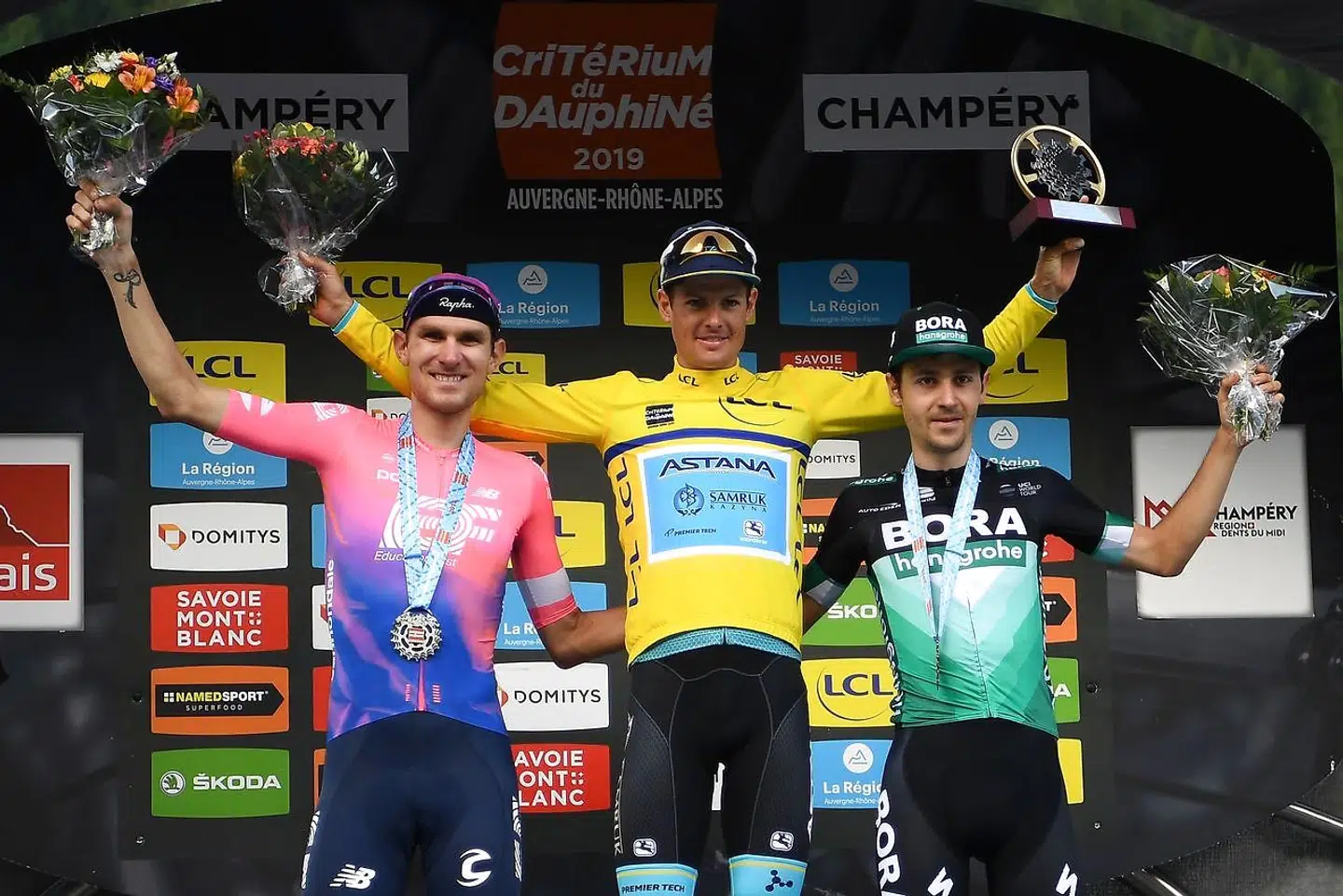Tejay van Garderen (tv.) blev nummer to ved Critérium du Dauphiné i 2019, som blev vundet af Jakob Fuglsang.
