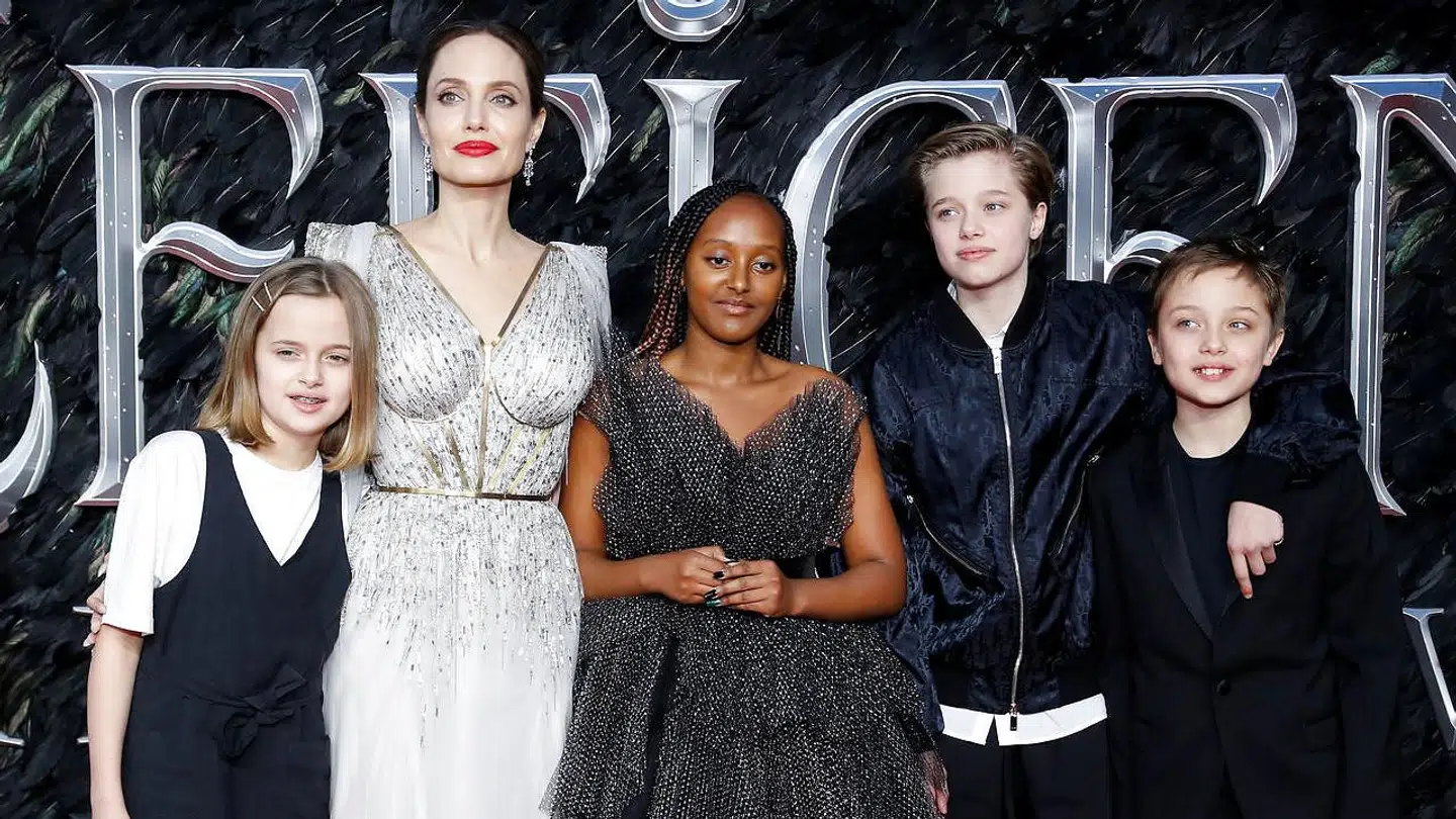 Angelina Jolie med sine børn til den britiske premiere på "Maleficent: Mistress of Evil" i London, 9. oktober 2019