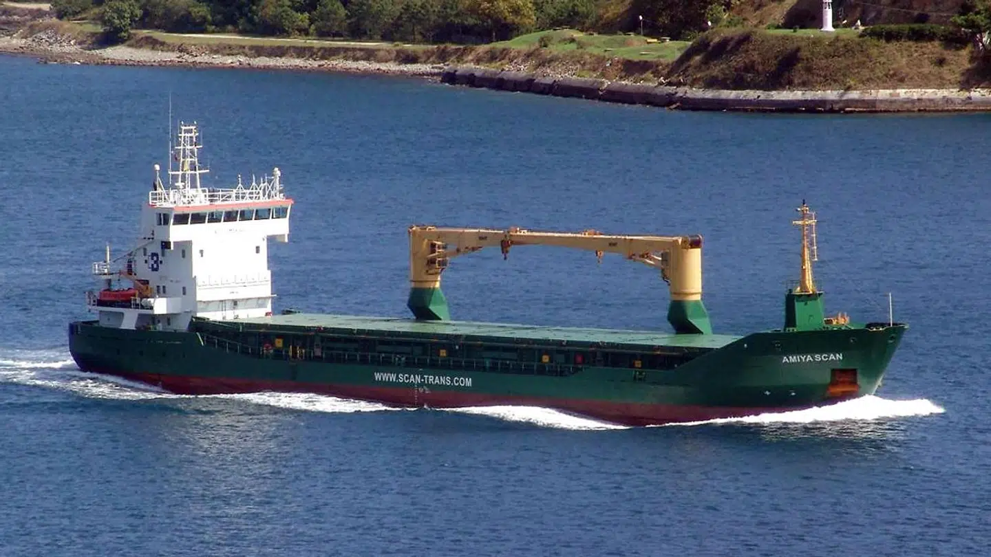 Her ses et af skibene, som fast har sejlet for Scan-Trans Holding, der nu er begæret konkurs.