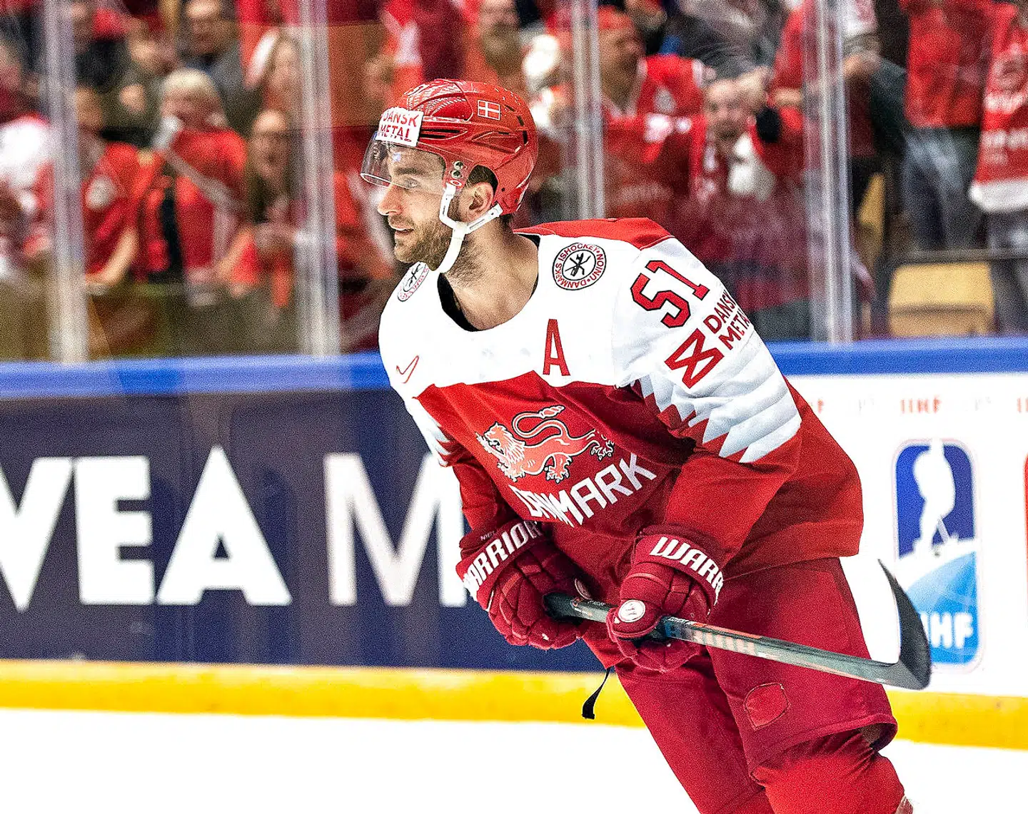 Frans Nielsen i aktion på det danske landshold ved ishockey-VM 2018.