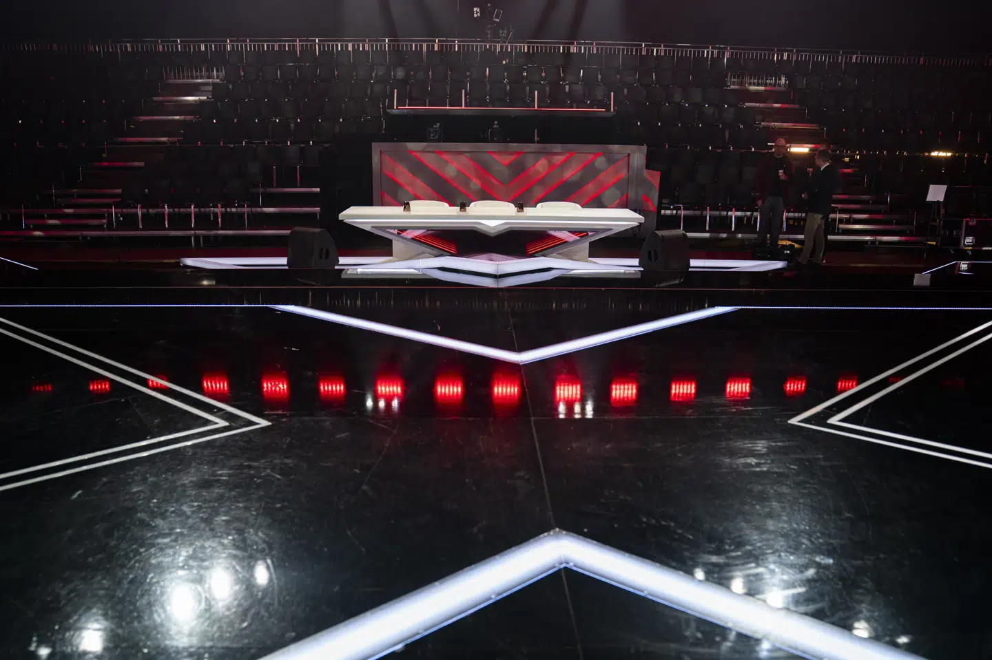 X Factor-studiet var uden tilskuere fredag aften. Det er uvist, om næste fredags liveshow også bliver uden publikum. Martin Sylvest/Ritzau Scanpix