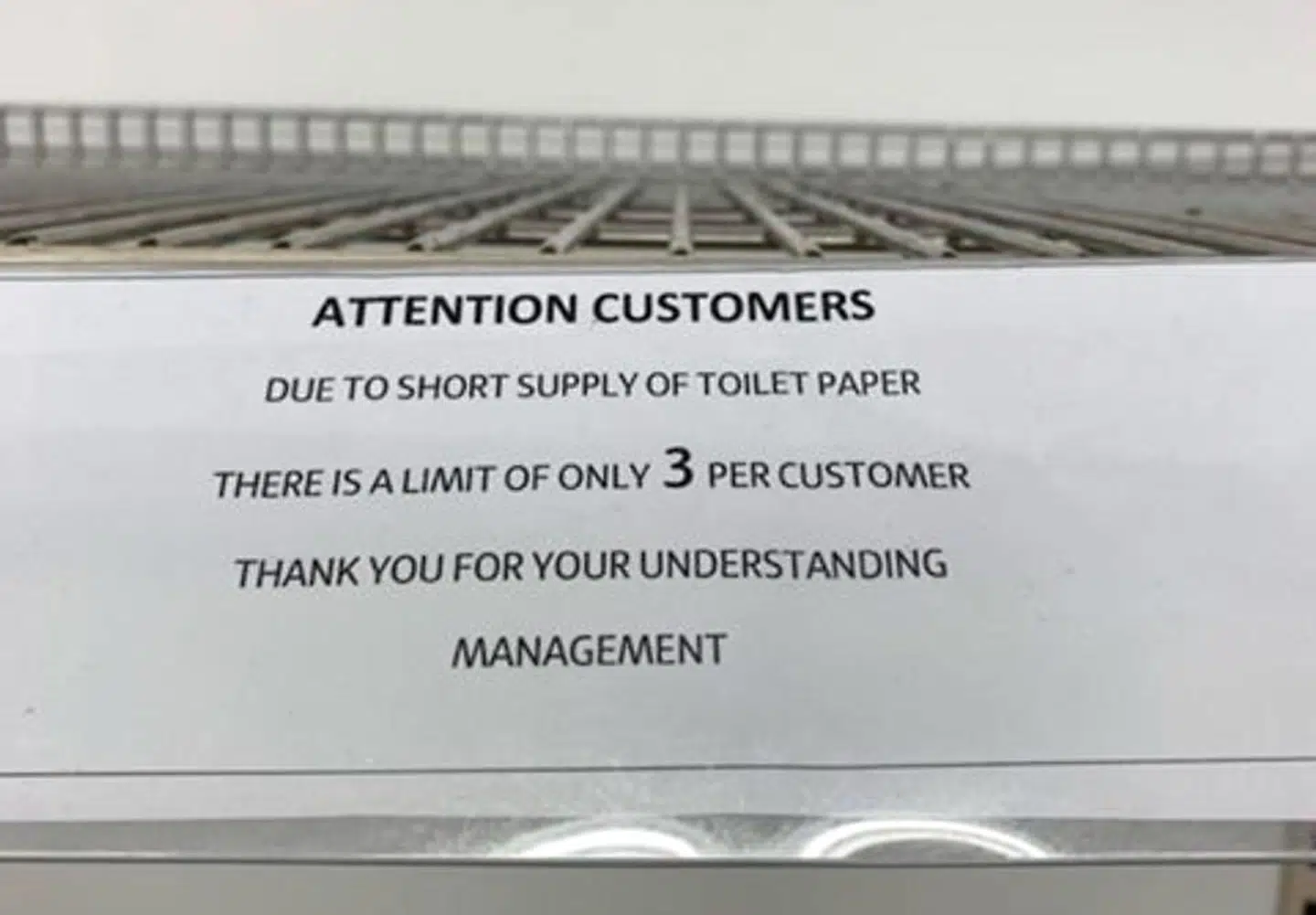 Der er sat begrænsning på salget af toiletpapir i dette supermarket i Sydney.