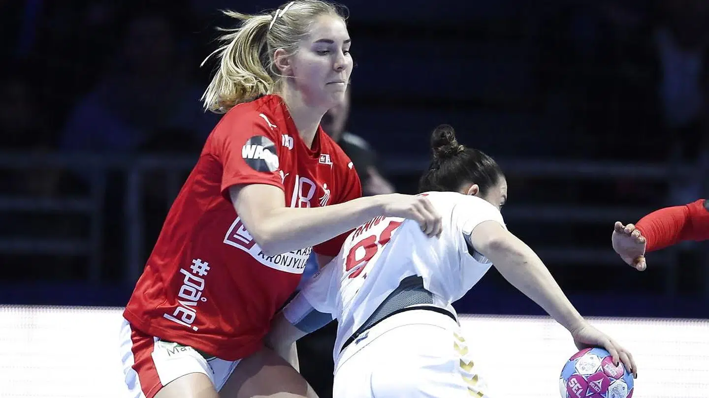Mette Tranborg i aktion i EM kampen mellem Danmark - Montenegro i Nantes, onsdag den 12 december 2018.