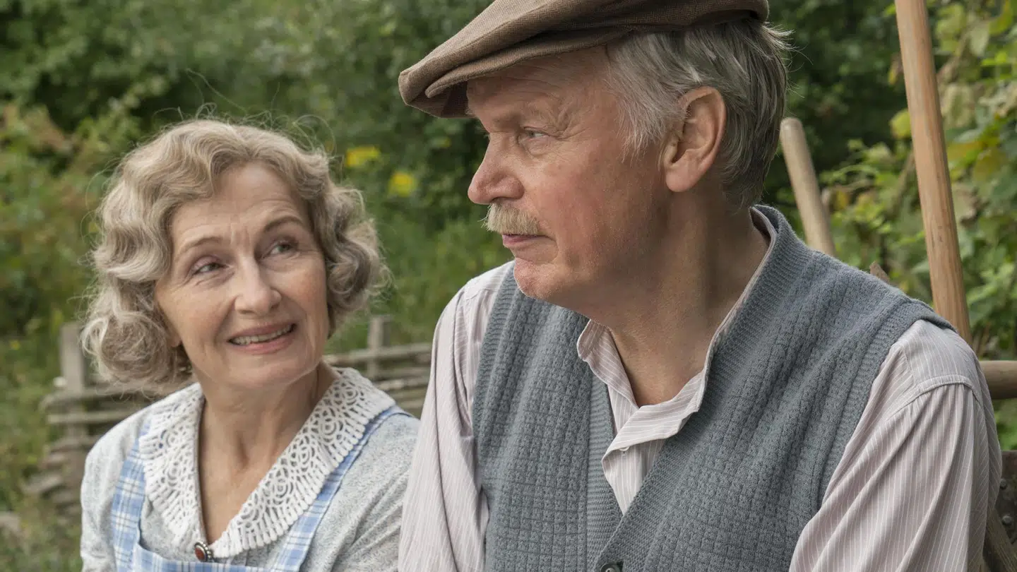 Bodil Jørgensen spiller fru Andersen. Her med sin mand, Peter Andreas.