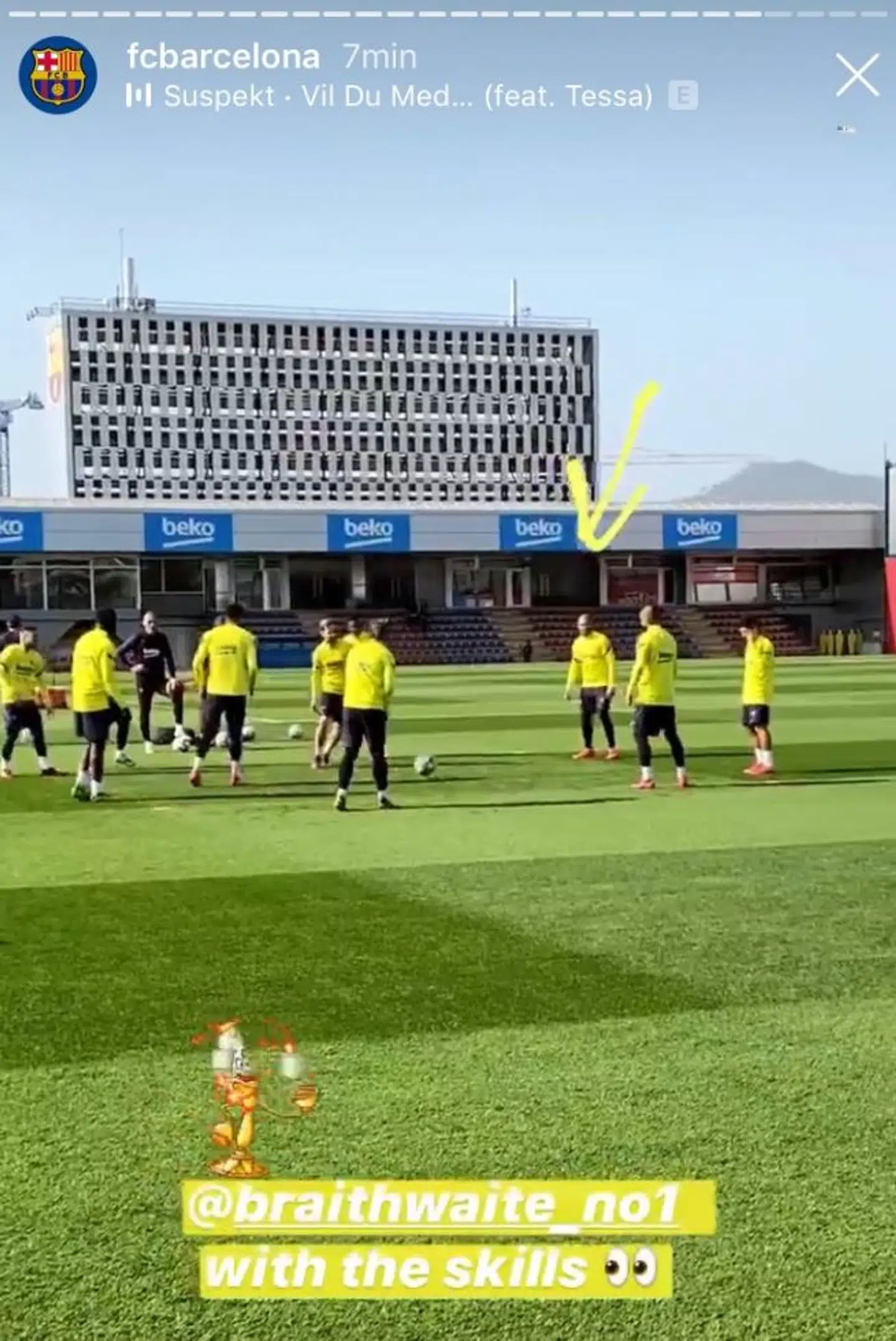 Screenshot af FC Barcelonas story på Instagram.