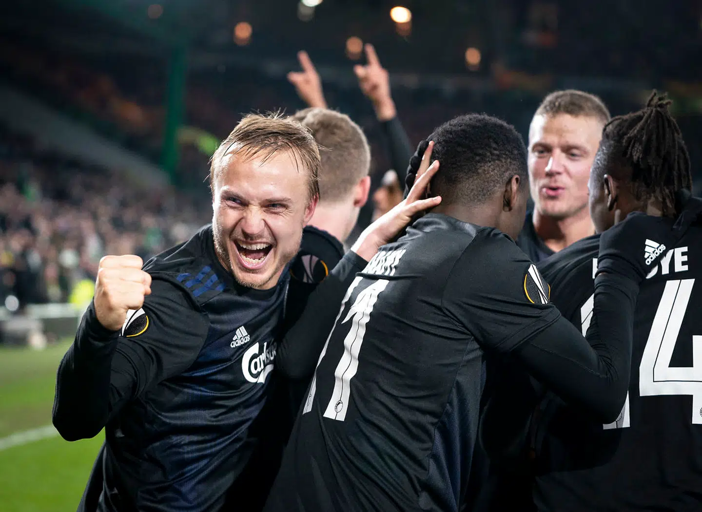 FCKs Pierre Bengtsson ved 1-3 målet under Europa League kampen mellem Celtic-FCK på Celtic Park, torsdag den 27 februar 2020. (Foto: Liselotte Sabroe/Ritzau Scanpix)