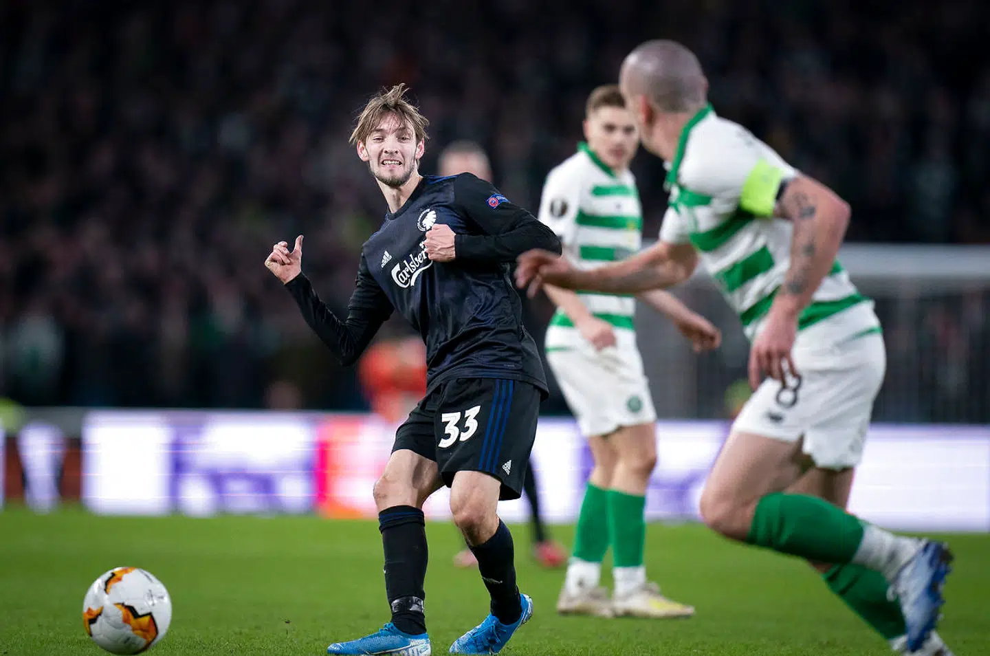 Rasmus Falk under Europa League kampen mellem Celtic-FCK på Celtic Park, torsdag den 27 februar 2020. (Foto: Liselotte Sabroe/Ritzau Scanpix)