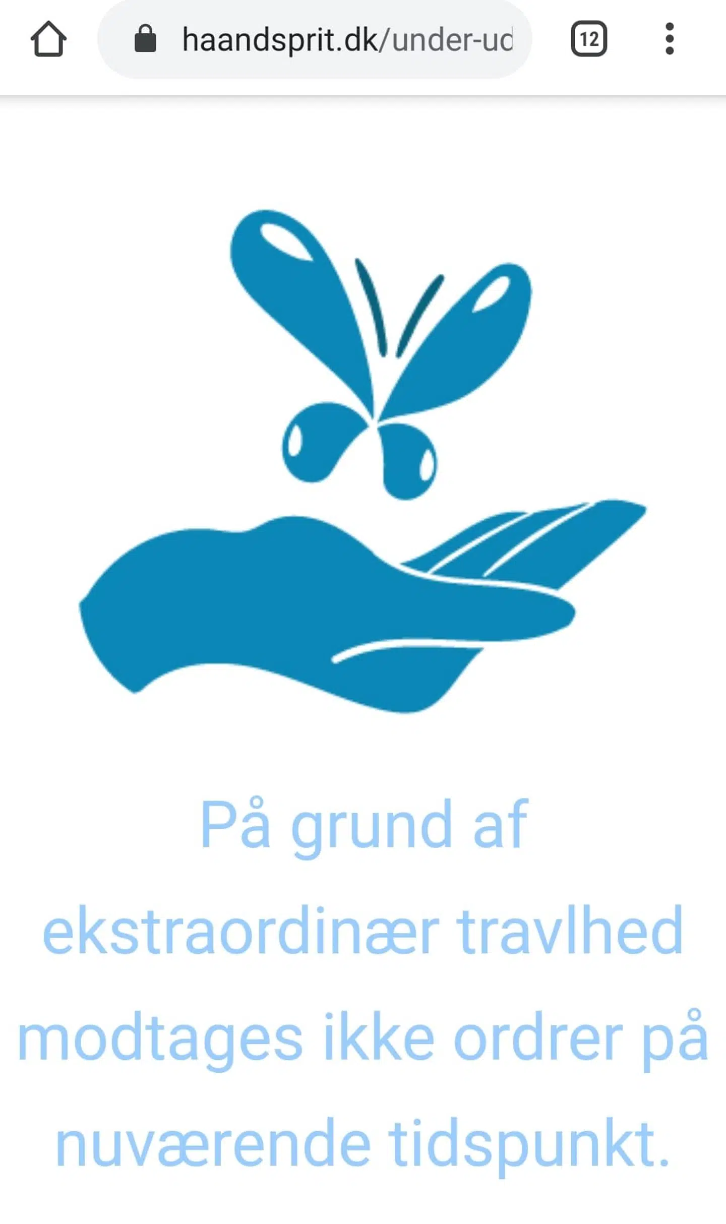 Håndspritvirksomheden håndsprit.dk er lukket ned på grund af massiv efterspørgsel i dag.